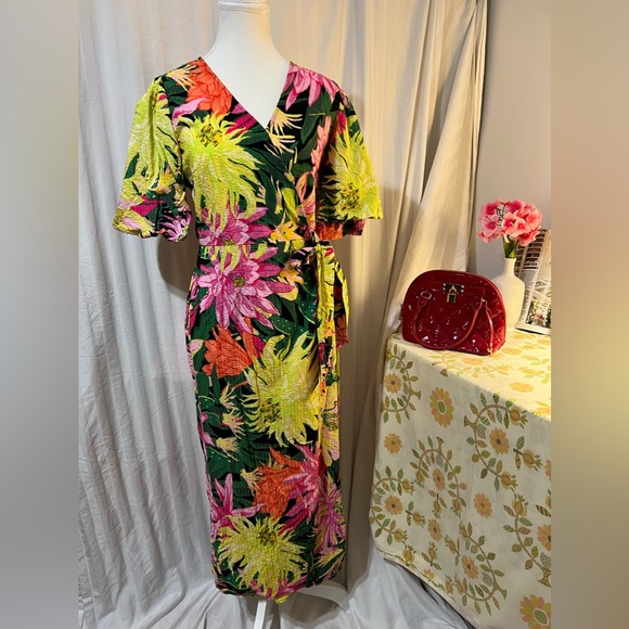 H&M Classy Spring Summer Floral Colorful Wrap Dress - Picture 2 of 10